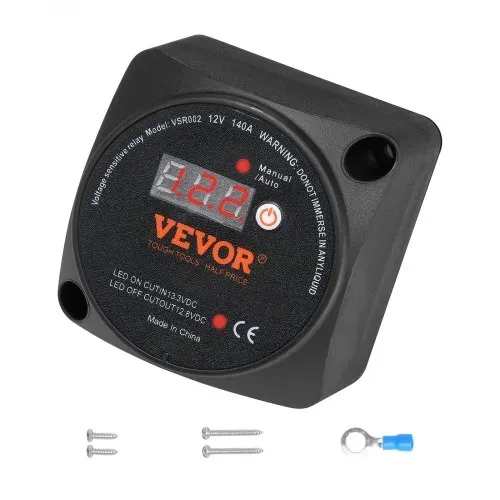 VEVOR Spannungsgesteuertes Trennrelais, 12 V, 140 A, manueller und automatischer Modus, spannungsempfindliches VSR-Relais mit LCD-Bildschirm, für ATV, UTV, Wohnmobil, Geländewagen, LKW, Boot, Yacht – Bild 8