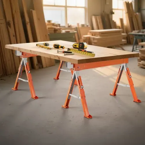 VEVOR Unterstellbock, 2er-Pack Arbeitsböcke, 816,5 kg, Klappbock mit klappbaren Beinen, höhenverstellbar, Sägebock mit rutschfesten Fußpolstern, für Holzarbeiten, Tischler & Bauunternehmer – Bild 7