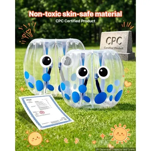 VEVOR 2 x Aufblasbare Bumper Sumo Bälle 1,2 m für Jugendliche Stoßball Blau für Garten, Camping, Picknick, Rasen & Outdoor, 0,5 mm Starkes PVC, Heißverschweißte Griffe & Stabil Sitzende Schultergurte – Bild 4