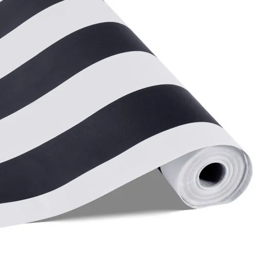 VEVOR Tapete selbstklebend, 45 cm x 15 m, Wandtapete, Klebefolie mit Streifen in Schwarz-Weiß, wasserfest, Möbelfolie, dekorative Vinylrolle für Schlafzimmer, Küche, Büro, Badezimmer VEVOR Tapete selbstklebend, 45 cm x 15 m, Wandtapete, Klebefolie mit Streifen in Schwarz-Weiß, wasserfest, Möbelfolie, dekorative Vinylrolle für Schlafzimmer, Küche, Büro, Badezimmer