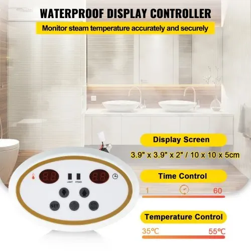 VEVOR Dampfgenerator 9KW Dampfduschen 220V-240V Sauna Dampfgenerator mit programmierbarer Steuerung für zu Hause SPA Badezimmer Hoteldusche Dampf (Controller enthält keine Batterie) – Bild 2