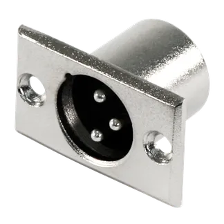 XLR-Einbaustecker, silber Metall, 3-polig XLR-Einbaustecker, silber Metall, 3-polig