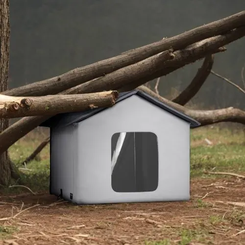 VEVOR Katzenhütte 48x56x44 cm, Katzenhaus 30 W, Katzenhöhle, Katzenunterschlupf aus 600D Oxford-Gewebe mit Beheiztem Kissen, Temperaturerhöhung bis 20 °C, für den Winter, Grau (Mitte) – Bild 7