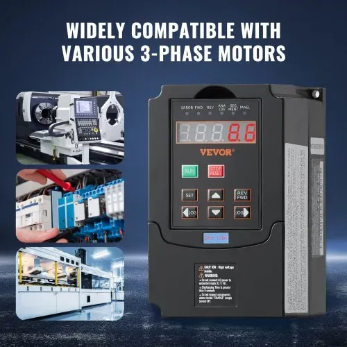 VEVOR Frequenzumrichter VFD 2 PS, 1,5 kW, 7,5 A, 1- oder 3-phasiger 220-V-Eingang auf 3-phasigen 220-V-Ausgang, 40-60-Hz-Eingang, 0-400-Hz-Ausgang, VFD für Spindelmotor-CNC-Drehzahlregelung – Bild 5