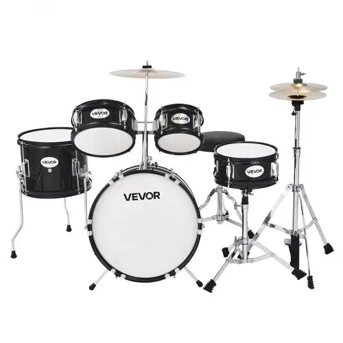VEVOR Schlagzeug Set, 5-teilig, inkl. 35,6 cm Basstrommel, 20,3 cm Snare, 15,2 cm & 20,3 cm Tomtoms, 25,4 cm Standtom, 25,4 cm Crash-Becken & 20,3 cm-Hi-Hat, für Kinder von 6–13 Jahren (schwarz) – Bild 10