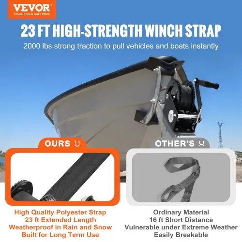 VEVOR Seilwinde 907,1kg Handseilwinde 208x105x151mm Bootswinde 2-Wege-Ratsche/1-Gang Handwinde mit ca. 7m Polyesterband Gurtwinde mit ergonomischen Griff Handseilzug Winde für Fahrzeuge und Boote VEVOR Seilwinde 907,1kg Handseilwinde 208x105x151mm Bootswinde 2-Wege-Ratsche/1-Gang Handwinde mit ca. 7m Polyesterband Gurtwinde mit ergonomischen Griff Handseilzug Winde für Fahrzeuge und Boote