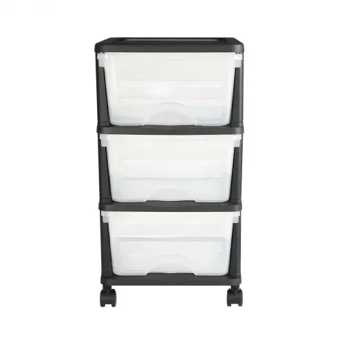 VEVOR Schubladenwagen Schubladenschrank mit 3 Schubladen (17 L / per), rollbarer Schubladen-Container Schubladenbox mit durchsichtigen Behältern für Bürobedarf Bastelräume Klassenzimmer – Bild 10
