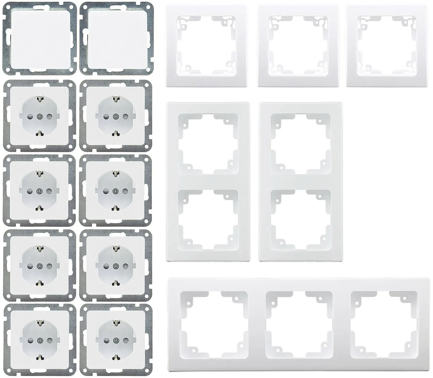 DELPHI Starter-Kit, 16-teilig “PRO”,weiß 8x Steckdose, 2x Schalter, Klemmanschluß DELPHI Starter-Kit, 16-teilig “PRO”,weiß 8x Steckdose, 2x Schalter, Klemmanschluß
