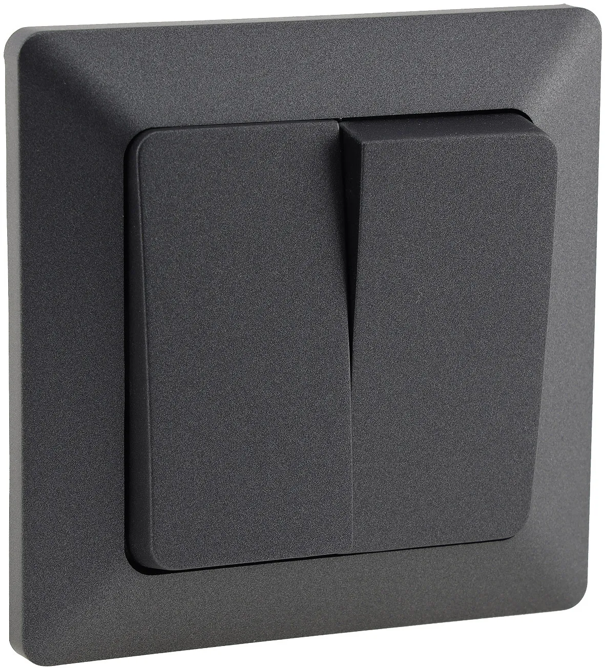 MILOS Serien-Schalter 2-fach, Anthrazit 250V~/ 10A, inkl. Rahmen, UP MILOS Serien-Schalter 2-fach, Anthrazit 250V~/ 10A, inkl. Rahmen, UP