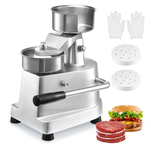 VEVOR Kommerzieller Burger-Patty-Maker, 10 cm Hamburger-Rindfleisch-Patty-Maker, robuste, lebensmittelechte Edelstahlschüssel-Burgerpresse, Küchen-Fleischformmaschine mit 1000 Stück Patty-Papi VEVOR Kommerzieller Burger-Patty-Maker, 10 cm Hamburger-Rindfleisch-Patty-Maker, robuste, lebensmittelechte Edelstahlschüssel-Burgerpresse, Küchen-Fleischformmaschine mit 1000 Stück Patty-Papi