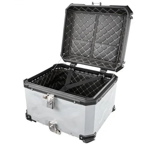 VEVOR Topcase Motorradkoffer 55 L, Universal-Heckkoffer Aluminium, Helmkoffer Wasserdicht, Abnehmbar, mit Sicherheitsschloss, Reflexstreifen, Hartschalen und Lederfutter zur Helmaufbewahrung – Bild 9