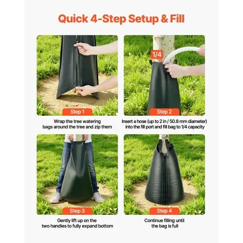 VEVOR Baumbewässerungssack 75,7L 25er-Pack, PE-Bewässerungsbeutel mit Reißverschluss, Wassersack für Bäume zur 3–4 Stunden Bewässerung, Bewässerungssack, Bewässerungssystem für Sommer – Bild 5