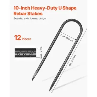 VEVOR Bodenanker, 254×55,88 mm, U-Typ mit 8 mm Durchmesser, verzinkte Zeltheringe, Erdanker, Erdnägel, Heringe, für Zelten, Vordächern, Camping, Trampolin, Blumenständer (12er-Pack) VEVOR Bodenanker, 254×55,88 mm, U-Typ mit 8 mm Durchmesser, verzinkte Zeltheringe, Erdanker, Erdnägel, Heringe, für Zelten, Vordächern, Camping, Trampolin, Blumenständer (12er-Pack)