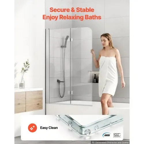 VEVOR Duschwand für Badewanne 1,2×1,4 m Teilrahmenlos 6 mm Silber, Badewannenfaltwand Zweiflügelig Klares Sicherheitsglas Nano-Beschichtung 180° Faltbar Auslaufsichere Dichtung VEVOR Duschwand für Badewanne 1,2×1,4 m Teilrahmenlos 6 mm Silber, Badewannenfaltwand Zweiflügelig Klares Sicherheitsglas Nano-Beschichtung 180° Faltbar Auslaufsichere Dichtung