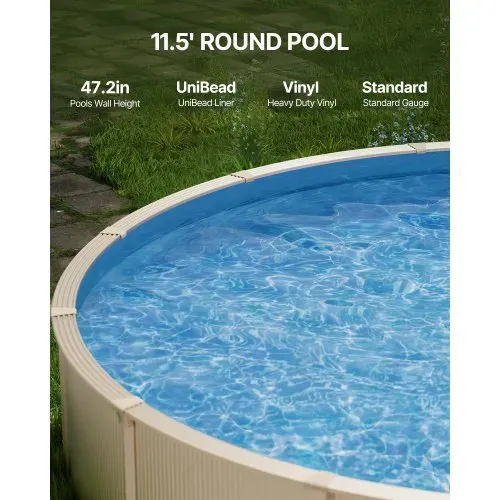 VEVOR Runde Poolfolie, φ350×120 cm, Innenfolie, Ersatzfolie, Innenhülle, Schwimmbadfolie Unibead-Stil Standard-Vinylfolie, verschleißfest, für Aufstellpools mit 120 cm Wandhöhe, einfarbig VEVOR Runde Poolfolie, φ350×120 cm, Innenfolie, Ersatzfolie, Innenhülle, Schwimmbadfolie Unibead-Stil Standard-Vinylfolie, verschleißfest, für Aufstellpools mit 120 cm Wandhöhe, einfarbig