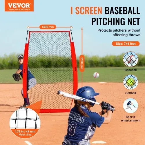 VEVOR I-Typ für Schlägerkäfig 1400 x 1065 x 2180 mm Baseball- und Softball-Sicherheitsschirm Körperschutz Tragbarer Schlagschirm mit Tragetasche & Bodenpfählen, Outdoor Baseball-Pitching-Netz Rot VEVOR I-Typ für Schlägerkäfig 1400 x 1065 x 2180 mm Baseball- und Softball-Sicherheitsschirm Körperschutz Tragbarer Schlagschirm mit Tragetasche & Bodenpfählen, Outdoor Baseball-Pitching-Netz Rot