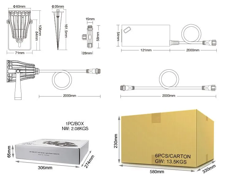 MiBoxer FUTC08A LED Garten Lampe 6W RGB-WW (RGB-CCT) Set mit 3 Stück IP65 DC24V – Bild 10