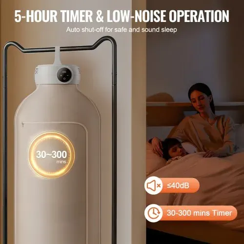 VEVOR tragbarer Wäschetrockner 600 W, Wäschespinne mit Trocknertasche, PTC-Heizung und LED-Anzeige, faltbarer Mini-Trockner mit 5-Stunden-Timer für Wohnungen, Wohnheime, Wohnmobile oder Hotels – Bild 4