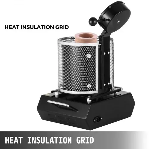 VEVOR Goldschmelzofen 1350 W 1150 ℃ Max. Temperatur, digitaler elektrischer Schmelzofen 3 kg Keramiktiegel zum Gießen & Raffinieren von Edelmetallen, zur Verarbeitung von Gold Silber Aluminium – Bild 4