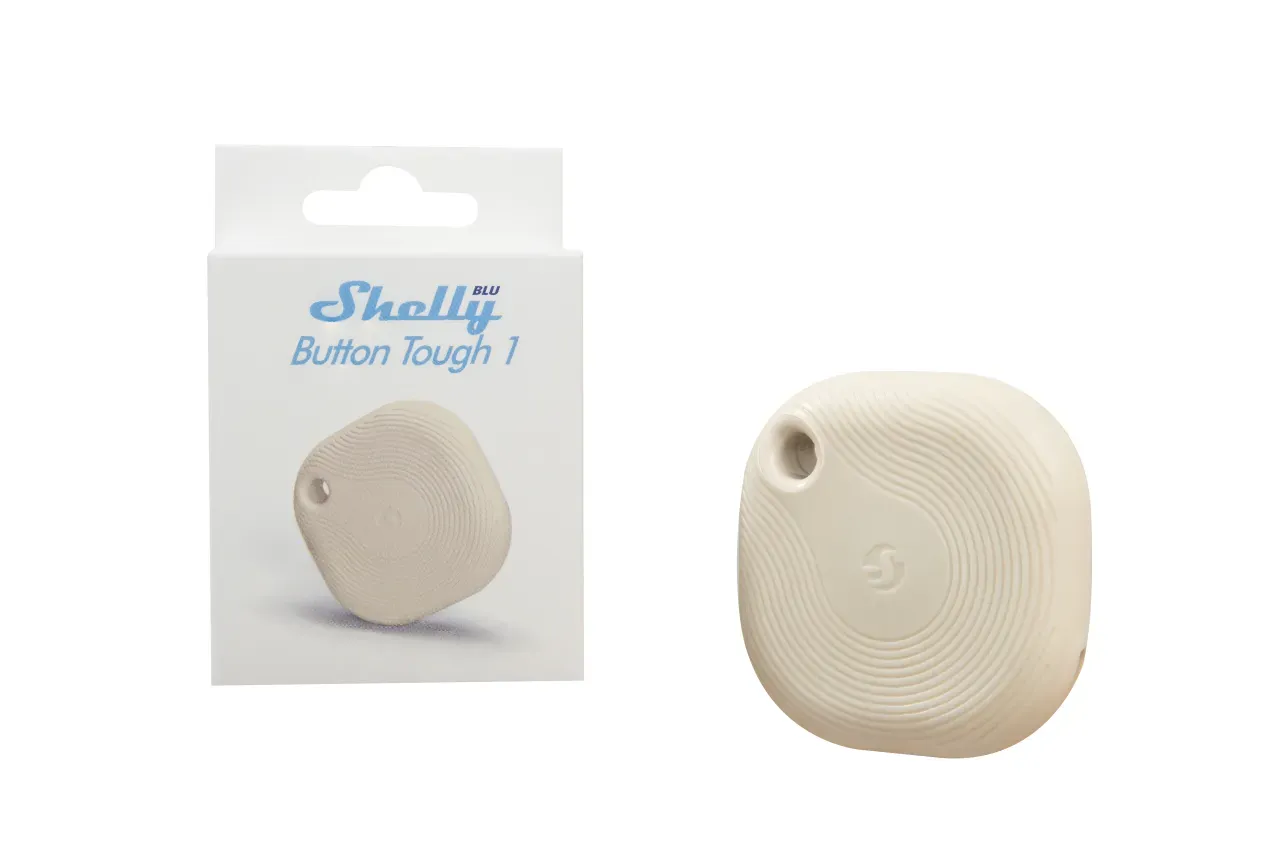 Shelly · Plug & Play · „Blu Button Tough Ivory“ · Schalter & Dimmer · Bluetooth · Batterie · Hellbeige Shelly · Plug & Play · „Blu Button Tough Ivory“ · Schalter & Dimmer · Bluetooth · Batterie · Hellbeige