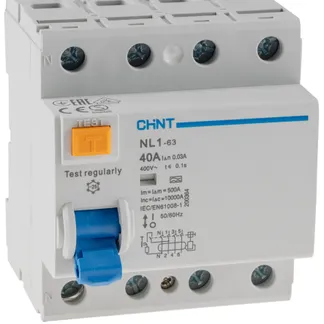 FI Fehlerstrom-Schutzschalter 30mA 40A, 4-polig für DIN Trägerschiene FI Fehlerstrom-Schutzschalter 30mA 40A, 4-polig für DIN Trägerschiene