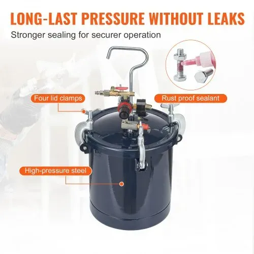 VEVOR Druckbehälter Farbbehälter Sprühfarbe Drucktopf 10 L Drucktank, 60 psi Lackierpistole Farbbehälter Φ 52 x 32 cm Spray Paint Pressure Pot Tank Paint Container Farbspritzpistolen Lacken, Flecken – Bild 5