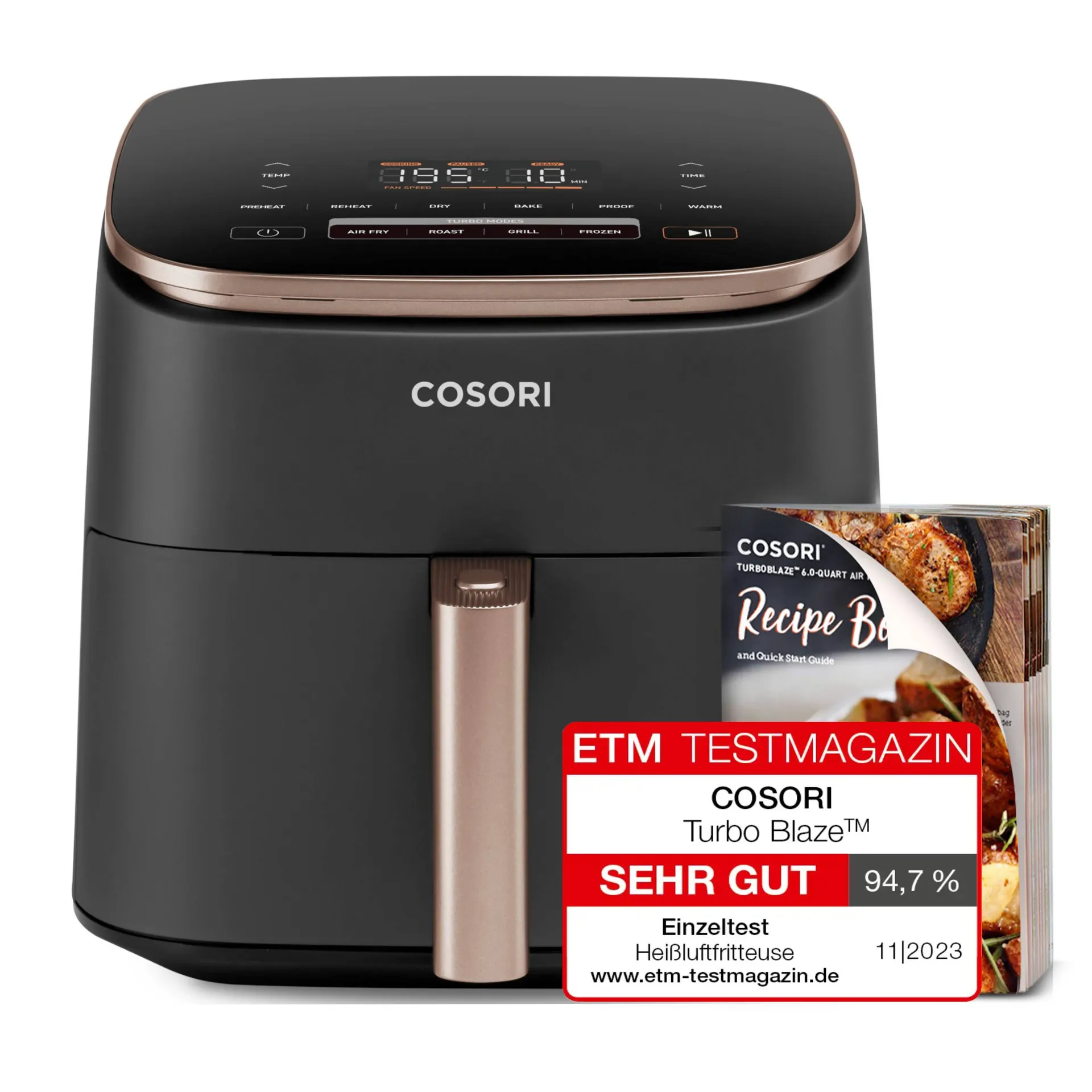 Cosori Turbo Blaze Chef Edition Einzelbild 6 l Eigenständig 1725 W Heißluftfritteuse Schwarz, Rosa-Goldfarben – Bild 2