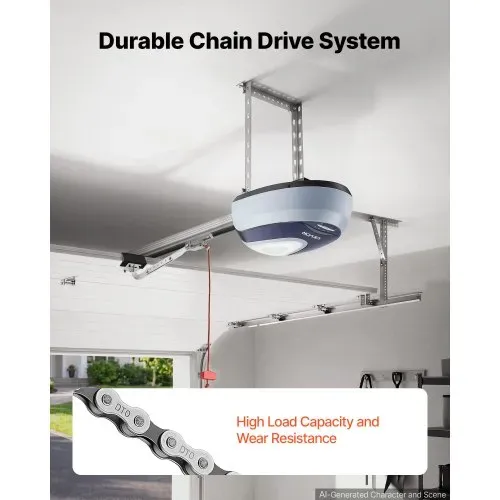 VEVOR Garagentorantrieb 600 N Garagentoröffner Hochleistungs-Kettenantrieb, für Private Garagen, 4-tlg. Schienensystem, 2 Handsender & LED-Beleuchtung, Ein-Tasten-Bedienung im Fahrzeug, Schwarz & Weiß – Bild 3