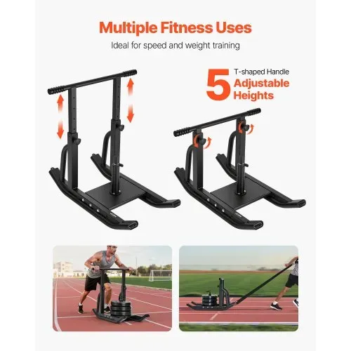 VEVOR Gewichtsschlitten Kraftschlitten Krafttrainingsschlitten zur Verbesserung der Geschwindigkeit bei sportlichen Übungen, Fitnessgerät mit verstellbarem Griff, für 25/51 mm Gewichtsscheiben – Bild 2