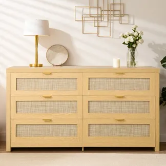 VEVOR Rattankommode Aufbewahrungsschrank mit 6 Schubladen & Metallgriffen, moderner Rattanschrank für Schlafzimmer Wohnzimmer Flur (144,5 x 45 x 79,5 cm) Kleidungsschrank Schubladenschrank VEVOR Rattankommode Aufbewahrungsschrank mit 6 Schubladen & Metallgriffen, moderner Rattanschrank für Schlafzimmer Wohnzimmer Flur (144,5 x 45 x 79,5 cm) Kleidungsschrank Schubladenschrank