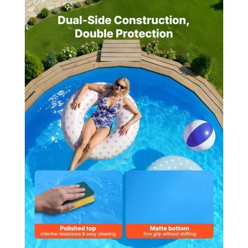 VEVOR Poolinnenfolie 3,5 m, Poolfolie für 90 cm Wandhöhe, Ersatzfolie aus PVC, Innenhülle 0,6 mm Stärke, Schwimmbadfolie Überlappend, Austauschfolie, Geeignet für Oberirdische Pools, Blau – Bild 4