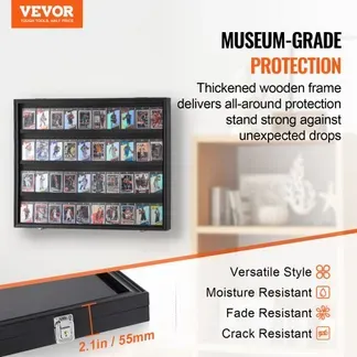 VEVOR Vitrine für Sportkarten in 36 verschiedenen Ausführungen, 77,5×61,7×5,5cm Präsentationsrahmen mit 98 % UV-Schutz PC-Glas abschließbarer Wandschrank für Fußball Basketball Hockey Sammelkarten VEVOR Vitrine für Sportkarten in 36 verschiedenen Ausführungen, 77,5×61,7×5,5cm Präsentationsrahmen mit 98 % UV-Schutz PC-Glas abschließbarer Wandschrank für Fußball Basketball Hockey Sammelkarten