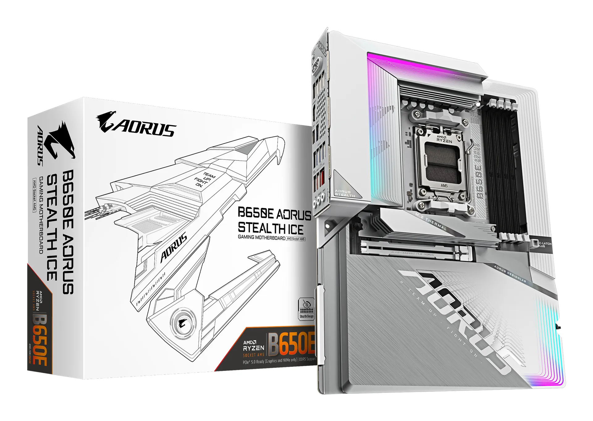 GIGABYTE B650E AORUS STEALTH ICE Mainboard – AMD Ryzen 9000er-Serie, 12+2+2 Phasen VRM, bis zu 8000 MHz DDR5 (OC), 1xPCIe 5.0 + 2xPCIe 4.0 M.2, 2,5 GbE LAN, WIFI 7, USB 3.2 Gen 2×2 GIGABYTE B650E AORUS STEALTH ICE Mainboard – AMD Ryzen 9000er-Serie, 12+2+2 Phasen VRM, bis zu 8000 MHz DDR5 (OC), 1xPCIe 5.0 + 2xPCIe 4.0 M.2, 2,5 GbE LAN, WIFI 7, USB 3.2 Gen 2×2