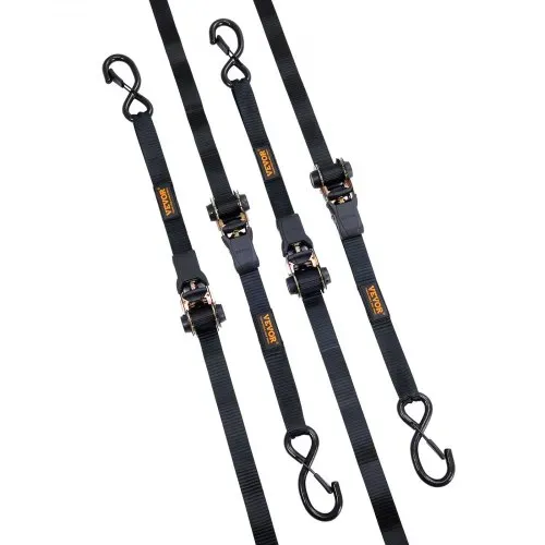 VEVOR 4er-Set Spanngurt 0,025 x 4,6 m Zurrgurt 998 kg Ratschenzurrgurt Polyester-Gurt Kohlenstoffstahl-Haken Befestigungsgurt Ratschenspanngurt Ideal für Motorräder Fahrräder Kajaks UTV Boote ATV – Bild 8