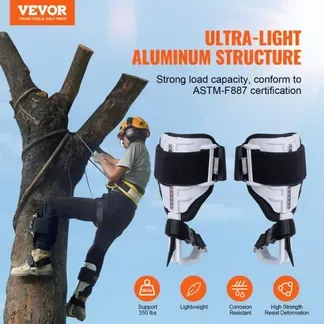 VEVOR Baumkletterspikes, 1 Paar Aluminium-Klettersporne, 350 lbs Tragkraft, Baumkletterausrüstung mit Gurten und Spike-Schutz, Baumpflegeausrüstung für Kletterer, Jagen, Obstpflücken, weiß VEVOR Baumkletterspikes, 1 Paar Aluminium-Klettersporne, 350 lbs Tragkraft, Baumkletterausrüstung mit Gurten und Spike-Schutz, Baumpflegeausrüstung für Kletterer, Jagen, Obstpflücken, weiß