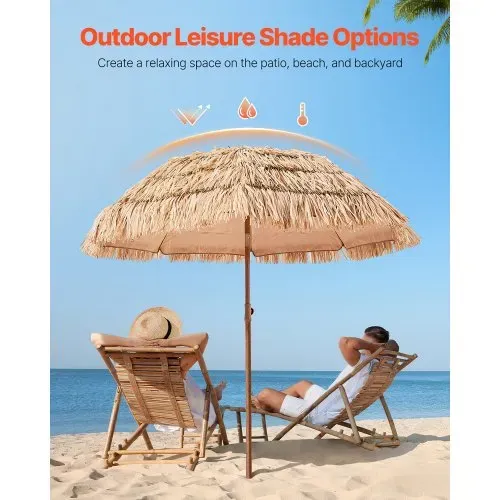 VEVOR Strohschirm Hawaii, 2 m Strohschirm neigbar, Strandschirm mit PP-Stroh & 8 Metallstreben, Gartenschirm, Marktschirm, Terrassenschirm für Strand, Terrasse, Poolrand, Hinterhof & Garten VEVOR Strohschirm Hawaii, 2 m Strohschirm neigbar, Strandschirm mit PP-Stroh & 8 Metallstreben, Gartenschirm, Marktschirm, Terrassenschirm für Strand, Terrasse, Poolrand, Hinterhof & Garten