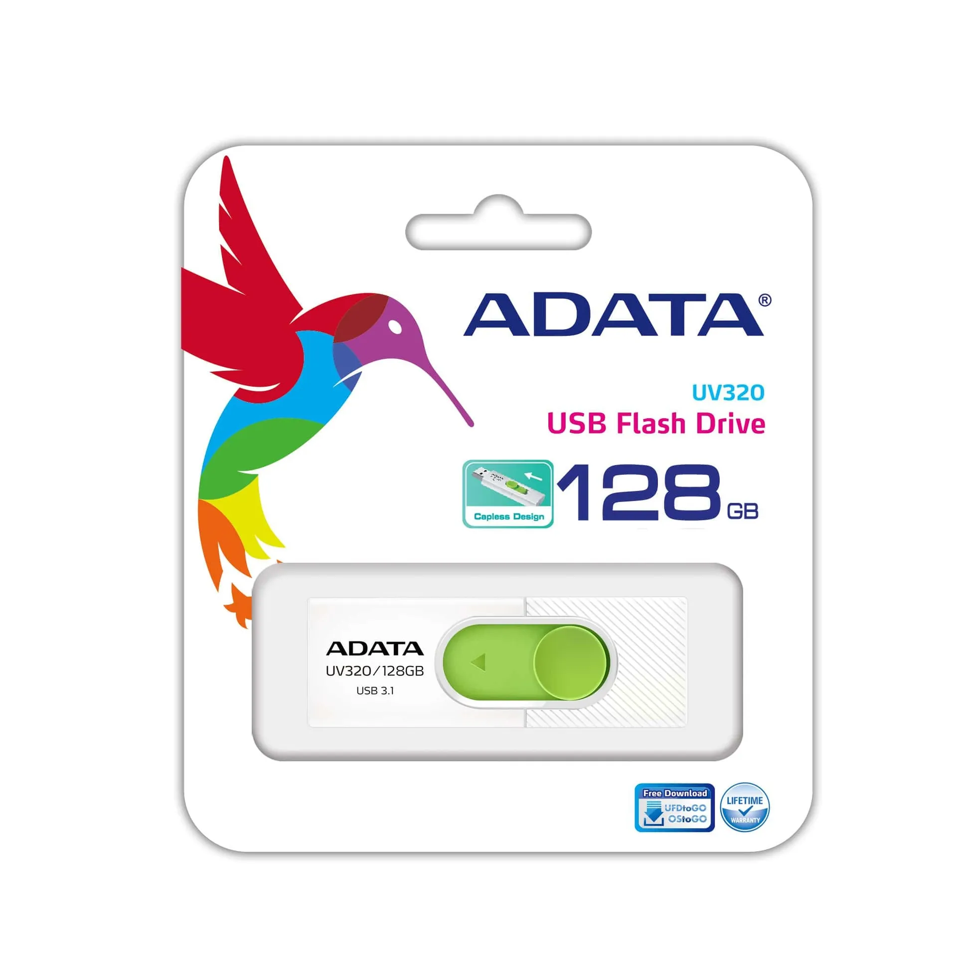 ADATA UV320 USB-Stick 128 GB USB Typ-A 3.2 Gen 1 (3.1 Gen 1) Grün, Weiß – Bild 3