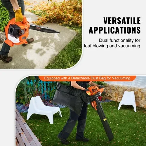 VEVOR Benzin-Laubbläser, 26 CC 2-Takt-Hand-Laubbläser mit Kraftstofftank, 2-in-1-Benzingebläse, 425 CFM Luftvolumen, 156 MPH Geschwindigkeit, ideal für Rasenpflege, Laubreinigung und Schneeräumung – Bild 4