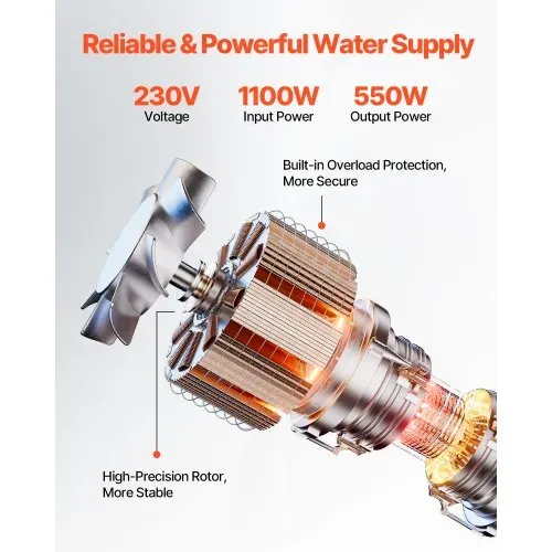 VEVOR Tiefbrunnenpumpe, 1100 W Eingangsleistung, 65 l/min Durchfluss, 85 m Förderhöhe, mit 20 m Kabel, externer Steuerkasten, Tauchpumpe, für industrielle Bewässerung und Heimgebrauch, IP68 – Bild 2