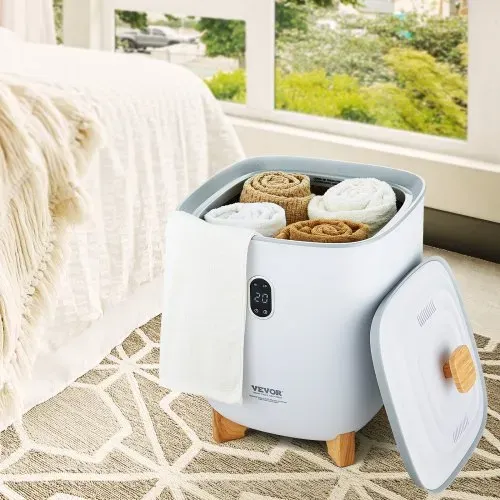 VEVOR 25L großer Handtuchwärmer-Eimer, Handtuchwärmer mit LED-Bildschirm und Heizsäulen unten, intelligenter Handtuchwärmer mit einstellbarem Timer für Badezimmer, Bademantel, Decke und Pyjama, automatische Abschaltung, weiß – Bild 7