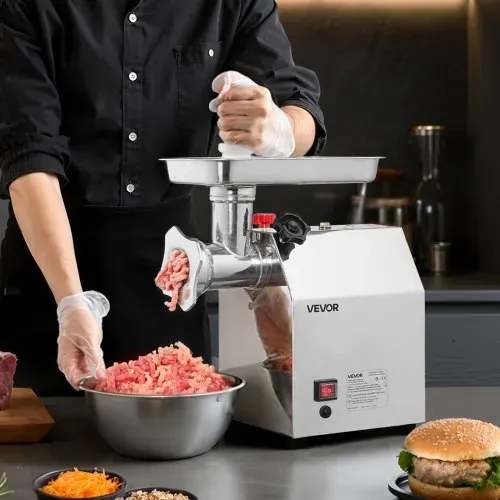 VEVOR elektrischer Fleischwolf mit 3,2 kg/min Kapazität, industrieller 850 W Tisch-Fleischwolf mit Klinge & Mahlplatte, Wurstmaschine, kommerzieller Fleischwolf aus Edelstahl für Küche Restaurant – Bild 7