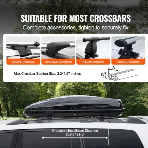 VEVOR Auto Dachbox Dachkoffer Aufbewahrungsbox 370 L, ABS-Hartschalen Dachgepäckträger Aufbewahrungsbox mit beidseitiger Öffnung und 2 verstärkten Gurten, Gepäckaufbewahrungsbox für SUVs – Bild 2