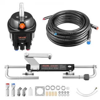 VEVOR Hydraulisches Außenborder-Lenkset, 70kW (90 PS), Bootshydrauliklenksystem, mit 6,9 MPa Steuerpumpe, Zweiwege-Sperrzylinder & 6 m langen hochfesten Schläuchen, für Einzelsteuerstand, Einzelmotor VEVOR Hydraulisches Außenborder-Lenkset, 70kW (90 PS), Bootshydrauliklenksystem, mit 6,9 MPa Steuerpumpe, Zweiwege-Sperrzylinder & 6 m langen hochfesten Schläuchen, für Einzelsteuerstand, Einzelmotor