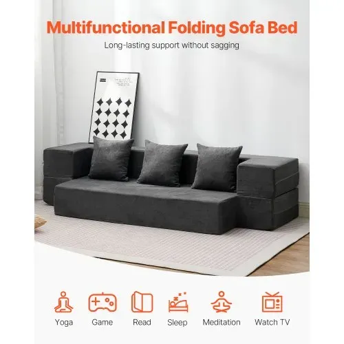 VEVOR 3 in 1 Klappsofa faltbares Schlafsofa mit 3 Kissen & waschbarem Bezug, umwandelbarer Schlafsessel aus 25D Memory Foam, Couch für Wohnzimmer Schlafzimmer, Hellgrau (TWIN /1030x1930x225mm) VEVOR 3 in 1 Klappsofa faltbares Schlafsofa mit 3 Kissen & waschbarem Bezug, umwandelbarer Schlafsessel aus 25D Memory Foam, Couch für Wohnzimmer Schlafzimmer, Hellgrau (TWIN /1030x1930x225mm)