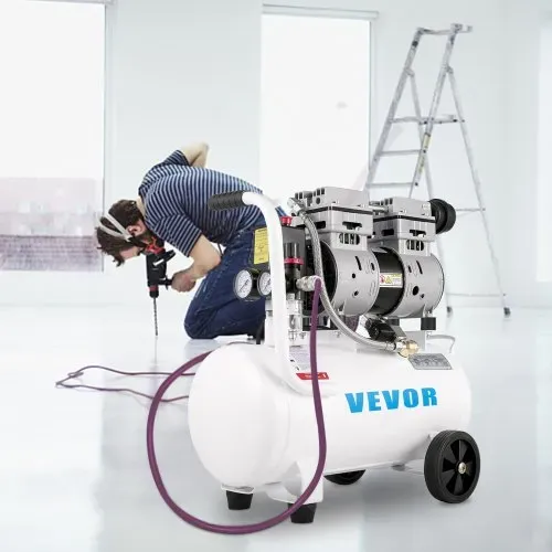 VEVOR Flüsterkompressor 25 L, Leise Ölfrei Kompressor 750 W, Ölfrei Luftkompressor 60 dB, Druckluftkompressor, Silent Druckluft Kessel 165 L / min Abgasvolumen, mit Eingebautem Abluftventilator – Bild 7