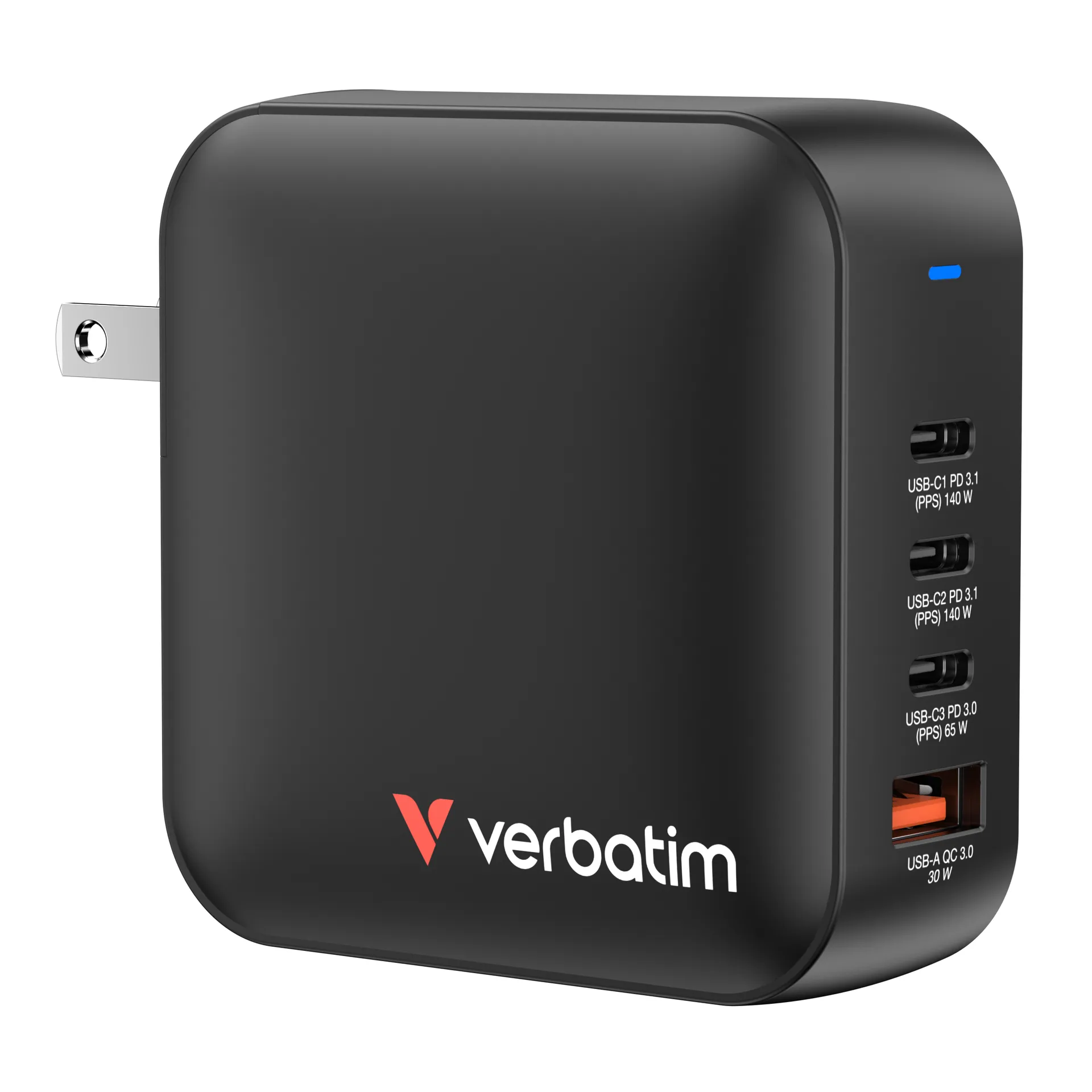 Verbatim Mini GaN Charger 165W Universal Schwarz AC Schnellladung Drinnen Verbatim Mini GaN Charger 165W Universal Schwarz AC Schnellladung Drinnen