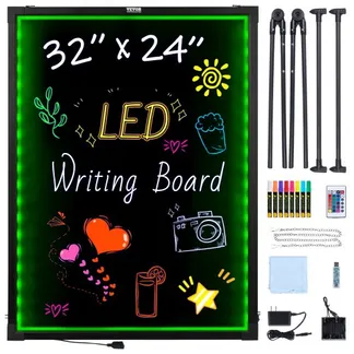 VEVOR LED-Nachrichtenschreibtafel, 81,3 x 61 cm, beleuchtete, löschbare Kreidetafel, Menütafel mit Neoneffekt, Zeichentafel mit 8 fluoreszierenden Kreidemarkern und Fernbedienung, getestet nach Standards VEVOR LED-Nachrichtenschreibtafel, 81,3 x 61 cm, beleuchtete, löschbare Kreidetafel, Menütafel mit Neoneffekt, Zeichentafel mit 8 fluoreszierenden Kreidemarkern und Fernbedienung, getestet nach Standards