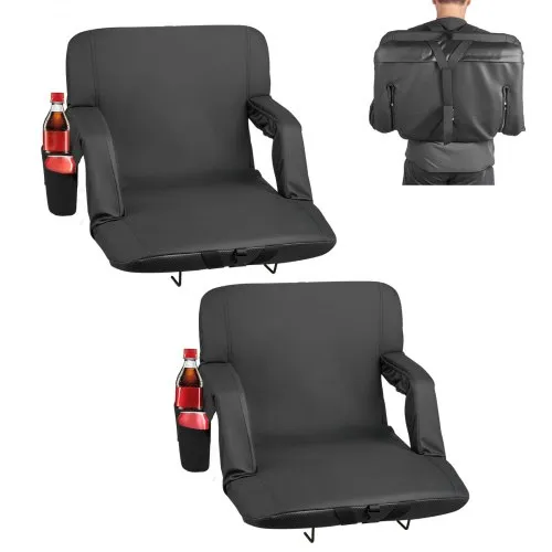 VEVOR 2 x Stadionsitz Sitzkissen mit 6 einstellbaren Winkeln, gepolsterter Stadionstuhl (635 mm breit) mit Armlehne & Rückenlehne & Getränkehalter, Tribünensitz für Picknicks Strandsport Gaming VEVOR 2 x Stadionsitz Sitzkissen mit 6 einstellbaren Winkeln, gepolsterter Stadionstuhl (635 mm breit) mit Armlehne & Rückenlehne & Getränkehalter, Tribünensitz für Picknicks Strandsport Gaming