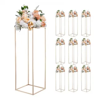 VEVOR Hochzeitsblumenständer 280x280x800mm, 10 Stk. Blumenhocker, Blumenständer mit Metallablage, goldener rechteckiger Pflanzenhocker für Hochzeiten, Partys, Geburtstage, Tischdekorationsständer VEVOR Hochzeitsblumenständer 280x280x800mm, 10 Stk. Blumenhocker, Blumenständer mit Metallablage, goldener rechteckiger Pflanzenhocker für Hochzeiten, Partys, Geburtstage, Tischdekorationsständer