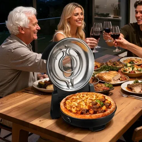 VEVOR Pizzaofen elektrischer Pizzamaker 1200 W Pizzakocher mit Cordieritstein, 5-stufige Temperaturregelung, Sichtfenster für präzises Kochen, erhitzt bis zu 420 °C, Backofen für Zuhause schwarz – Bild 7